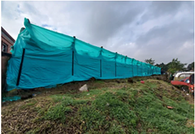 Control de talud con malla de protección en obra